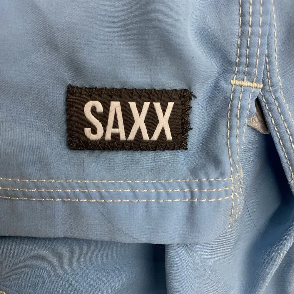 SAXX Oh Buoy 2N1 Volley Shorts Medium Blue BallPark Pouch Lined Swim Trunks 5”
